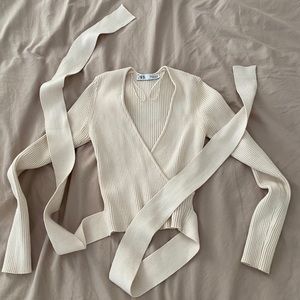 Wrap sweater oatmeal sand color